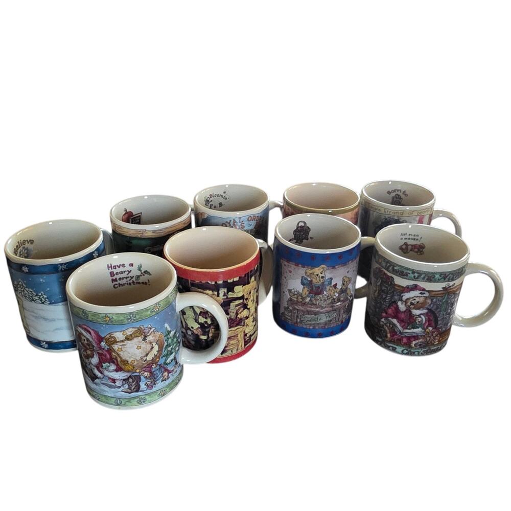 Lot of 9 Boyds Bears Collectible Coffee Mugs Vintage Teddy Bear Designs